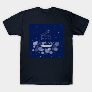 Filming, directing, illustration, night, light, shine, universe, cosmos, galaxy T-Shirt